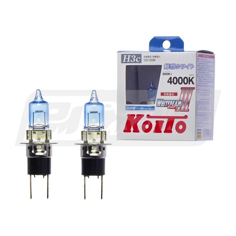 KOITO Whitebeam III H3c 12V 55W (100W) P22d/5, набор 2шт P0753W